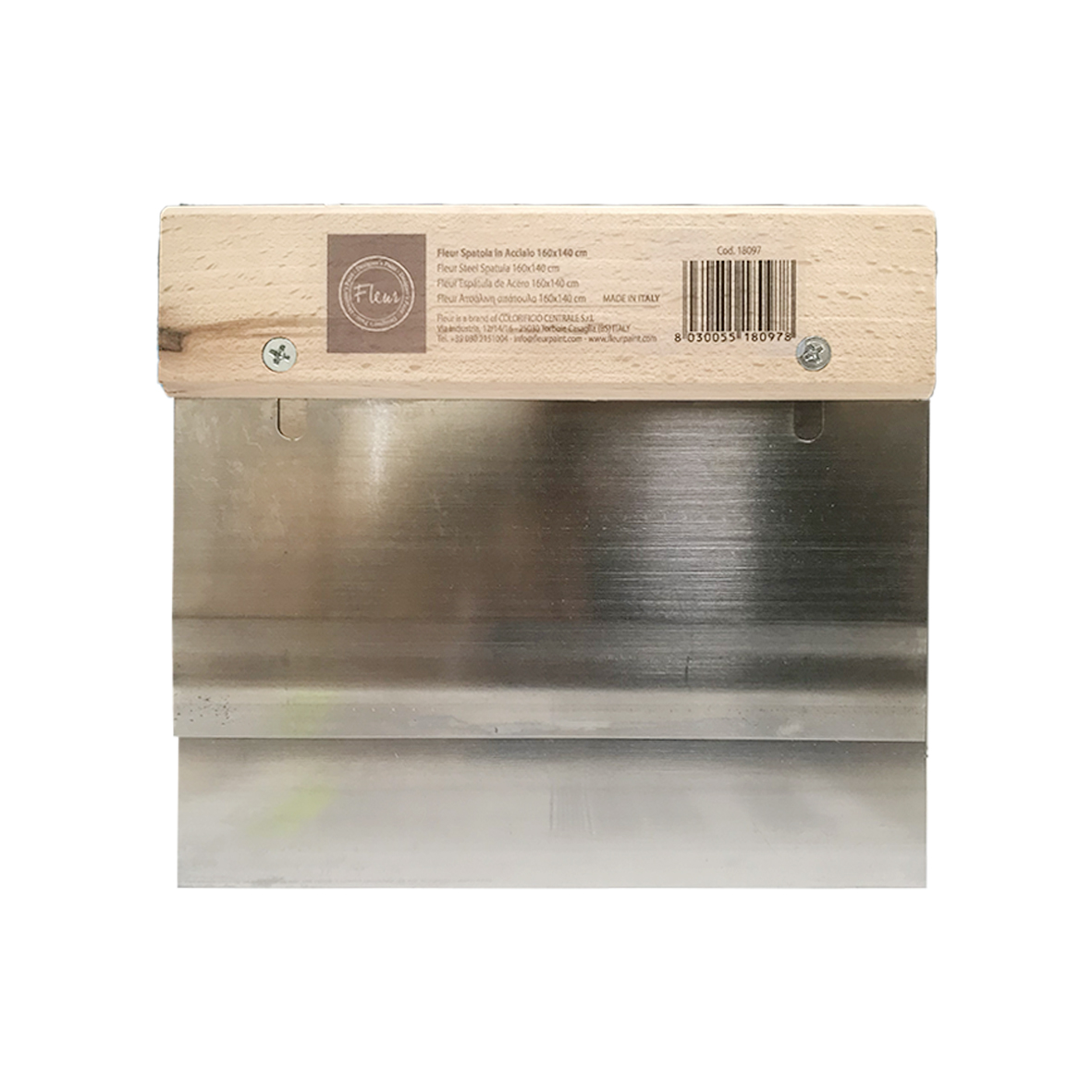 fleur-spatulas-and-rollers-spatola-acciaio-spachtel-160x140-holzgriff image 1