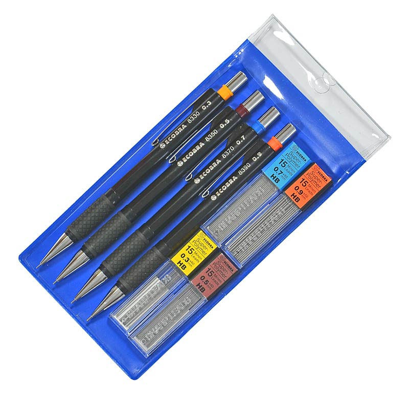 ecobra-feinminen-druckstift-4er-set-0-3-0-9mm-minen-display image 3