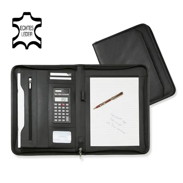ecobra-excellent-501060-konferenzmappe-a4-leder-schwarz-mit-rechner image 1