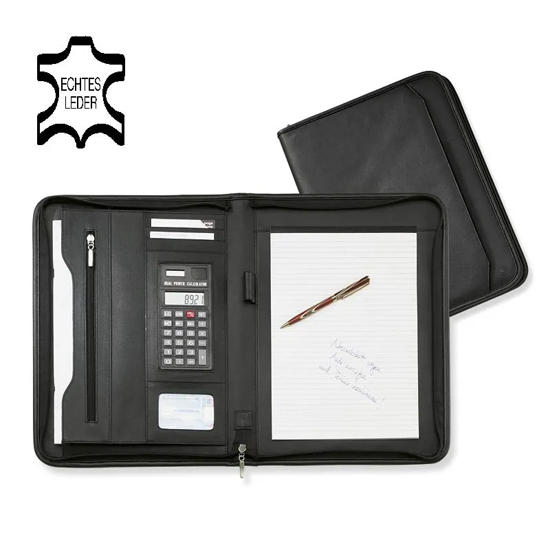 ecobra-excellent-501060-konferenzmappe-a4-leder-schwarz-mit-rechner image 1