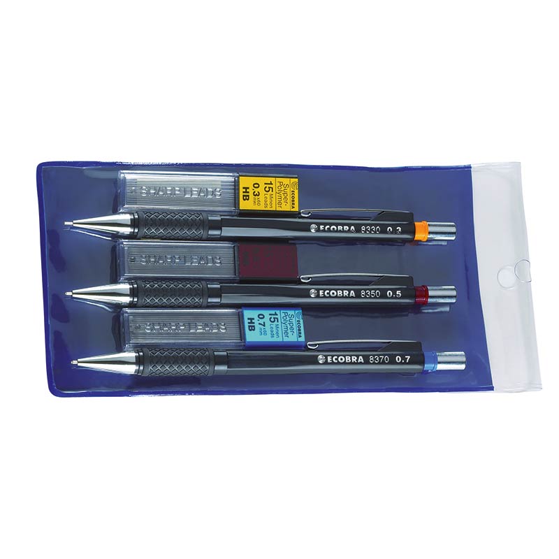 ecobra-feinminen-druckstift-3er-set-0-3-0-5-0-7-mm-inklusive-feinminendosen-hb-s image 2