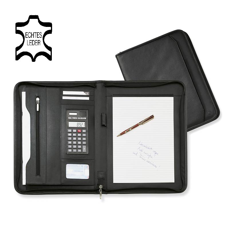 ecobra-excellent-501060-konferenzmappe-a4-leder-schwarz-mit-rechner image 1