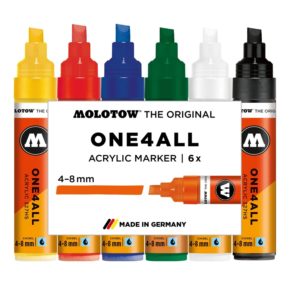 molotow-one4all-327hs-acrylmarker-basic-set-1-6er-set-4-8-mm-permanent image 1