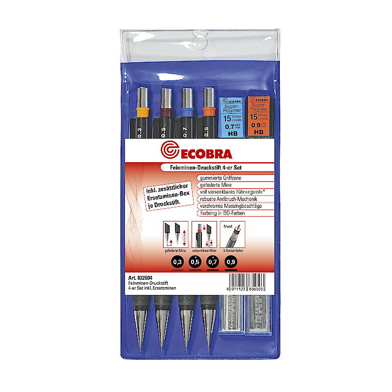ecobra-feinminen-druckstift-4er-set-0-3-0-9-mm-hb image 1