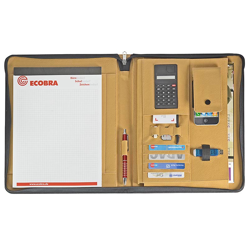 ecobra-serie-elite-konferenzmappe-din-a4-kunstleder-schwarz-mit-solar-taschenrec image 2