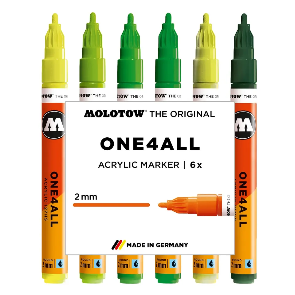 molotow-one4all-127hs-acrylmarker-6er-green-set image 1