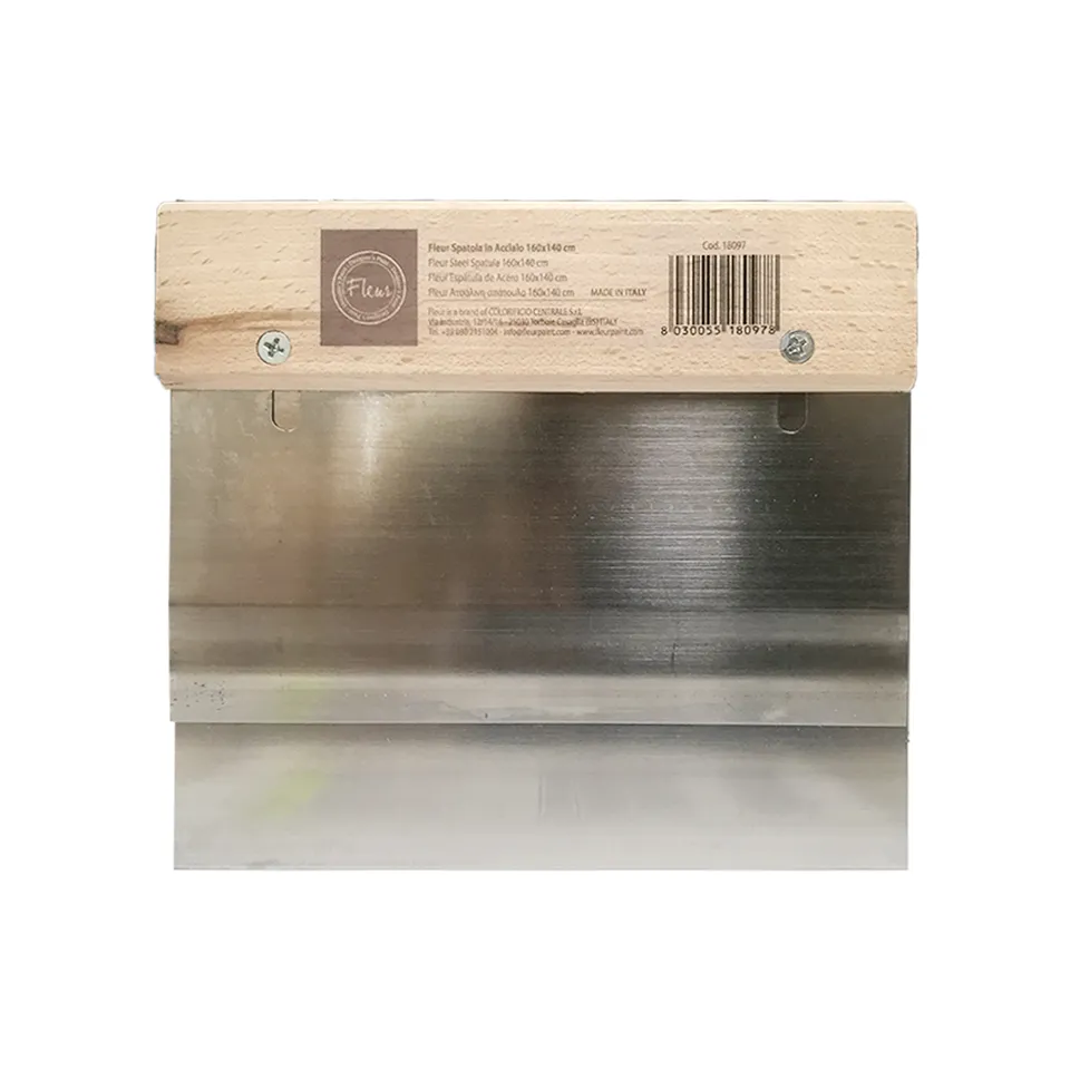 fleur-spatulas-and-rollers-spatola-acciaio-spachtel-160x140-holzgriff image 1