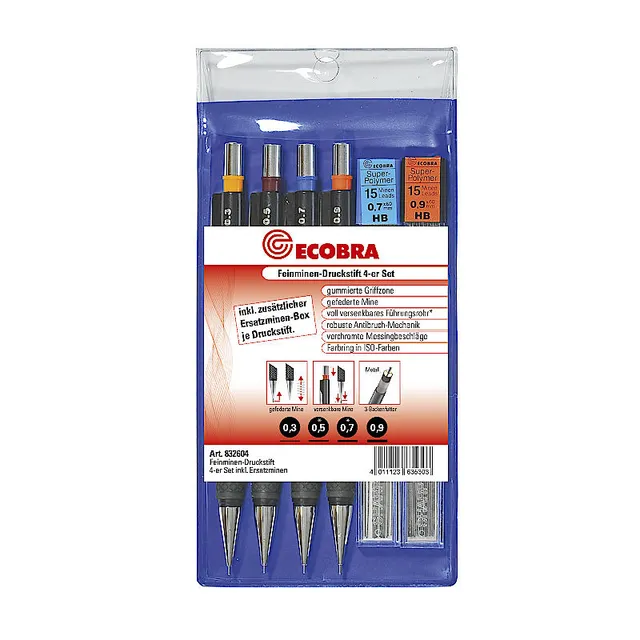 ecobra-feinminen-druckstift-4er-set-0-3-0-9-mm-hb image 1